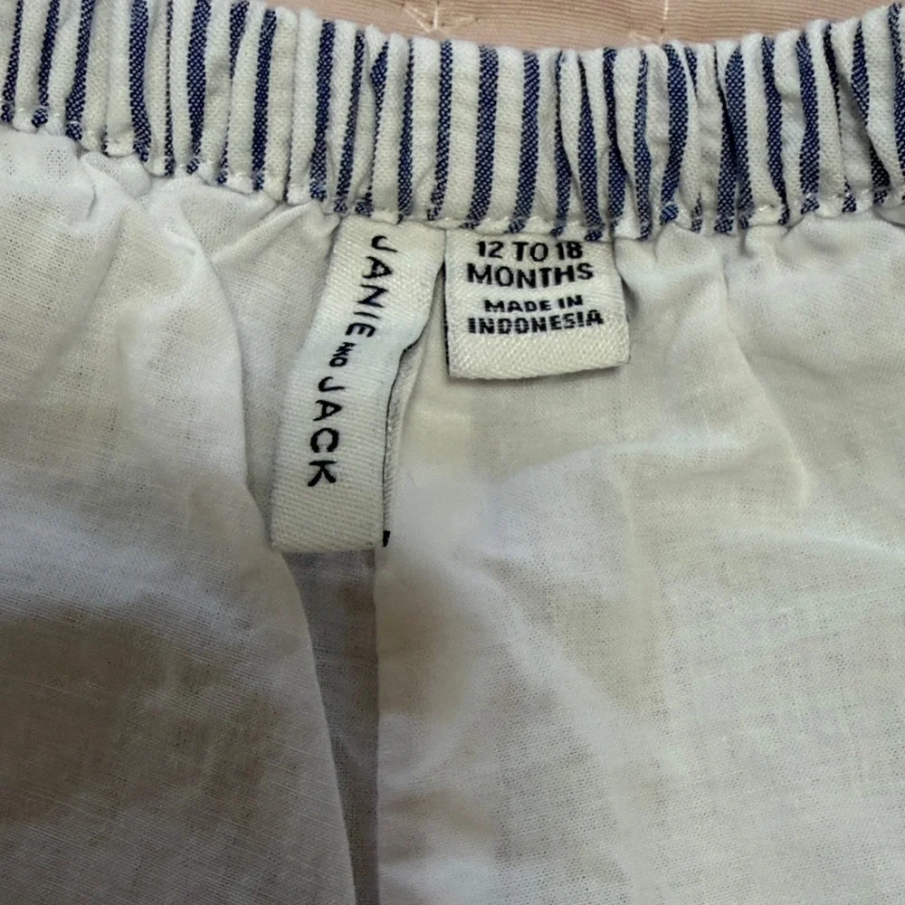 Janie and Jack Blue & White Striped Ruffle Diaper Cover Set